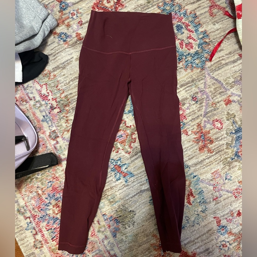 Maroon lululemon High waisted crop leggings